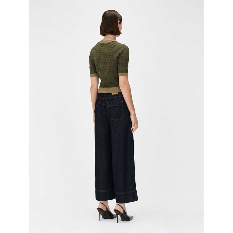 Veronika Maine Olive Textured Contrast Cardigan image number 1